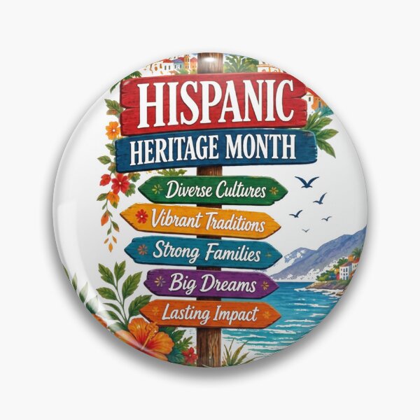 Item preview, Hispanic Heritage Month Coastal Celebration – Vibrant Cultural Signpost & Tropical Beach Art designed and sold by CKADigital.