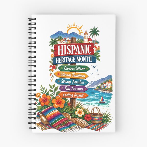 Item preview, Hispanic Heritage Month Coastal Celebration – Vibrant Cultural Signpost & Tropical Beach Art designed and sold by CKADigital.
