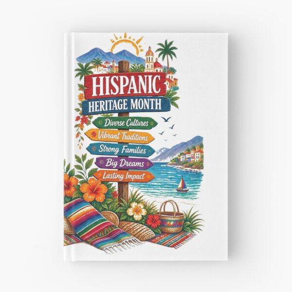 Item preview, Hispanic Heritage Month Coastal Celebration – Vibrant Cultural Signpost & Tropical Beach Art designed and sold by CKADigital.