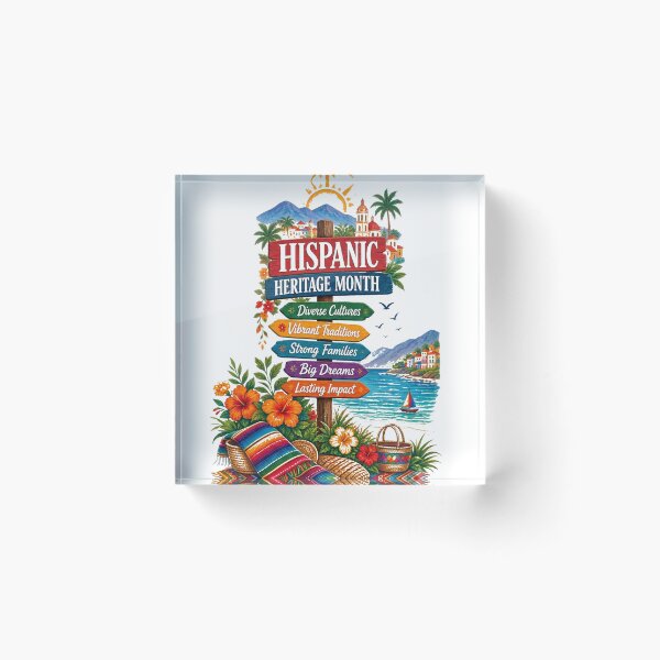 Item preview, Hispanic Heritage Month Coastal Celebration – Vibrant Cultural Signpost & Tropical Beach Art designed and sold by CKADigital.