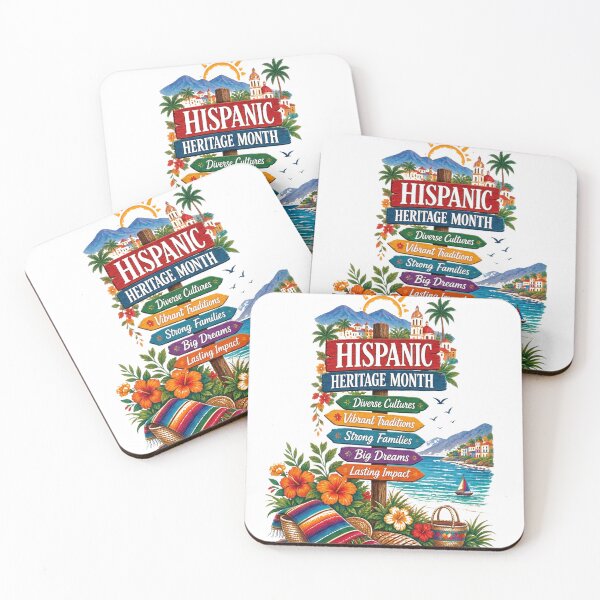 Item preview, Hispanic Heritage Month Coastal Celebration – Vibrant Cultural Signpost & Tropical Beach Art designed and sold by CKADigital.