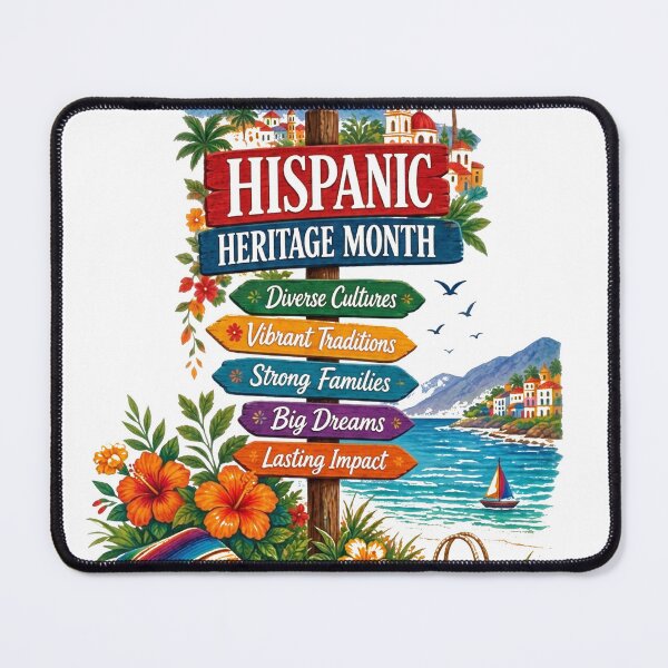 Item preview, Hispanic Heritage Month Coastal Celebration – Vibrant Cultural Signpost & Tropical Beach Art designed and sold by CKADigital.