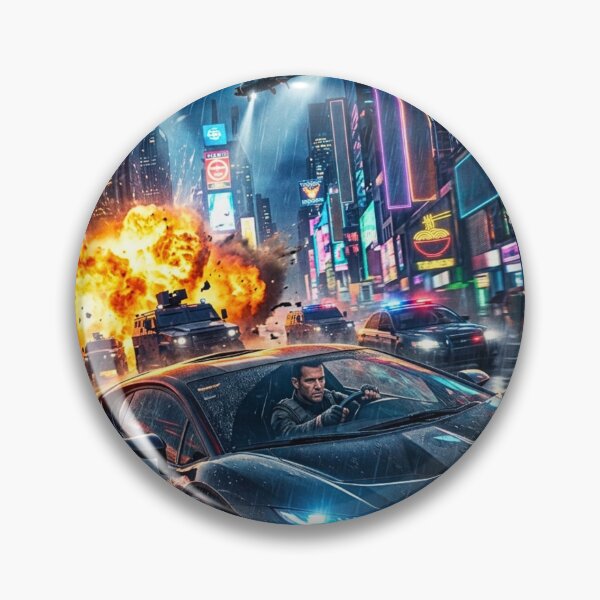 Item preview, Futuristic Undercover Agent Neon Car Chase – Cinematic Action Movie Poster designed and sold by lavanya11.