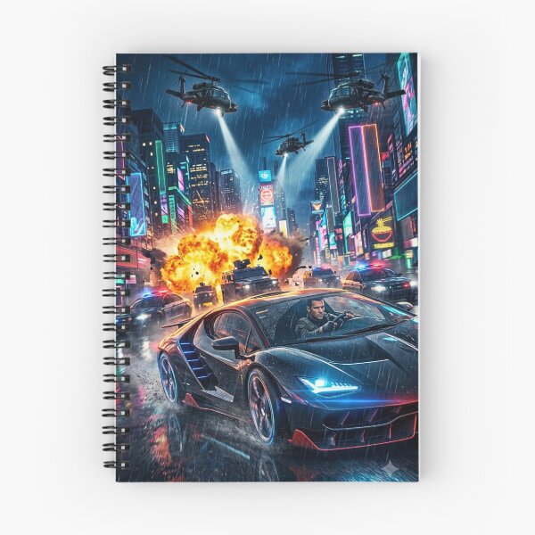 Item preview, Futuristic Undercover Agent Neon Car Chase – Cinematic Action Movie Poster designed and sold by lavanya11.