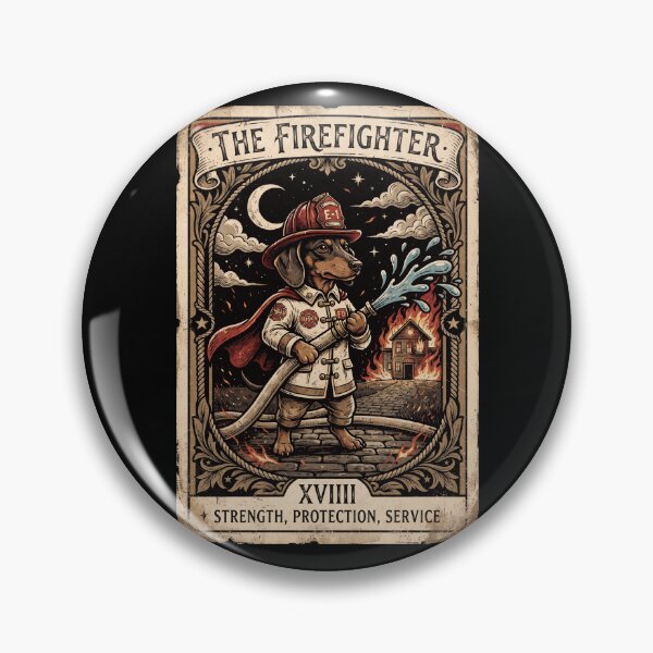 Item preview, Dachshund Firefighter Halloween Vintage Tarot Card Occult Goth designed and sold by MTRBSK11.