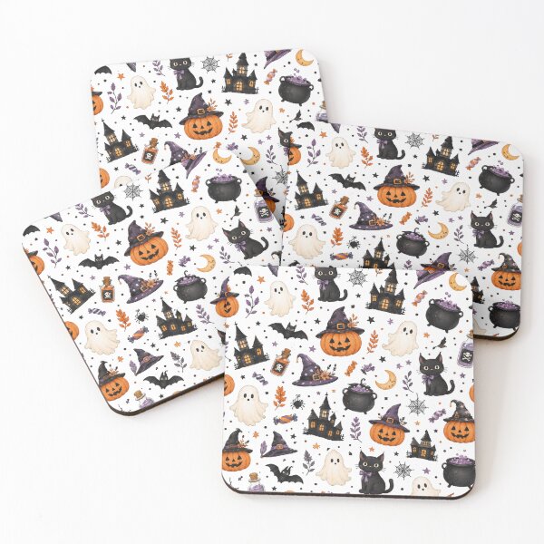 Item preview, Cute Spooky Halloween Pattern – Black Cats, Ghosts & Pumpkins designed and sold by DreamPixelPrint.