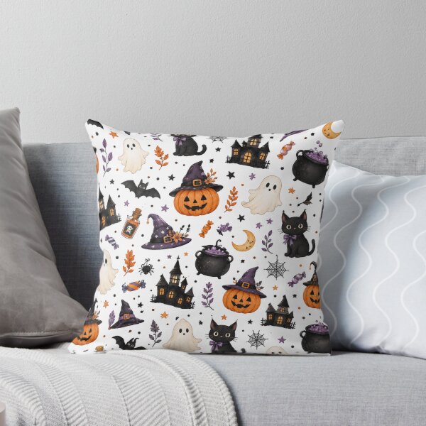 Item preview, Cute Spooky Halloween Pattern – Black Cats, Ghosts & Pumpkins designed and sold by DreamPixelPrint.