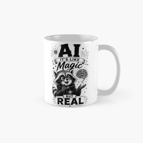 Item preview, AI It’s Like Magic But Real T-Shirt – Cute Raccoon Tech Humor Graphic Tee designed and sold by Artimax-Studio.