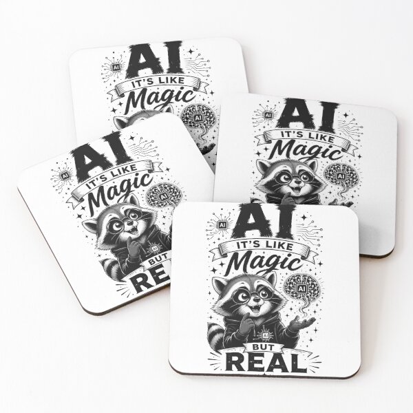 Item preview, AI It’s Like Magic But Real T-Shirt – Cute Raccoon Tech Humor Graphic Tee designed and sold by Artimax-Studio.