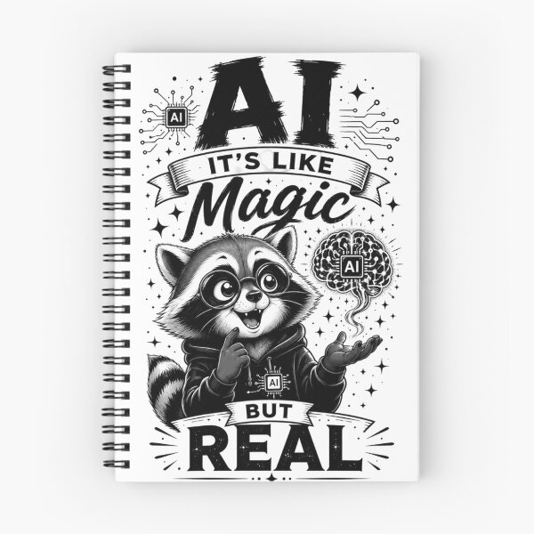 Item preview, AI It’s Like Magic But Real T-Shirt – Cute Raccoon Tech Humor Graphic Tee designed and sold by Artimax-Studio.