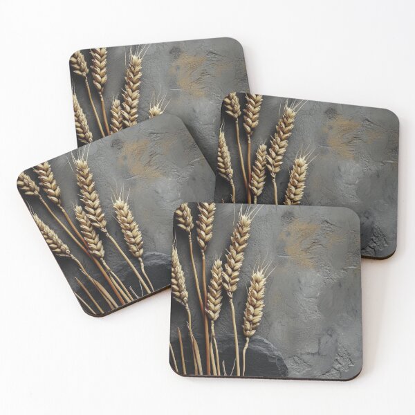 Item preview, Golden Wheat Ears Dark Slate Stone Rustic Background designed and sold by LYAN-STORE.