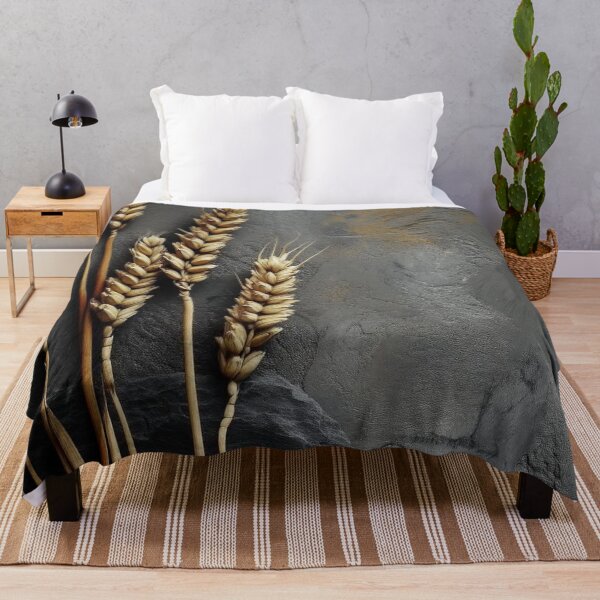Item preview, Golden Wheat Ears Dark Slate Stone Rustic Background designed and sold by LYAN-STORE.
