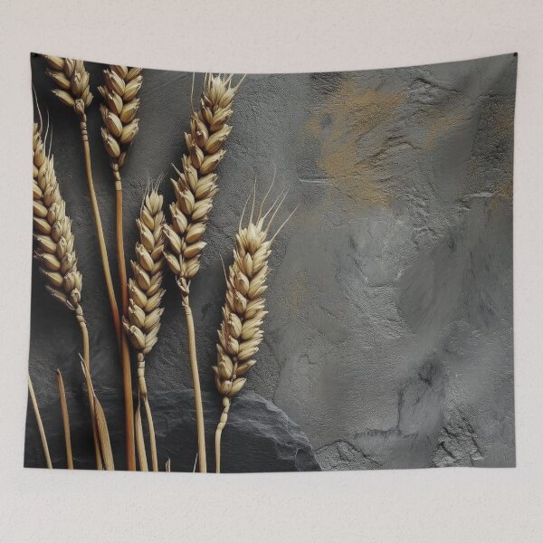 Item preview, Golden Wheat Ears Dark Slate Stone Rustic Background designed and sold by LYAN-STORE.