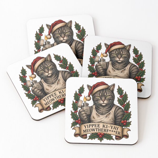 Item preview, Yippee Ki-Yay Funny Christmas Cat designed and sold by Old's Cool Cat Studio.