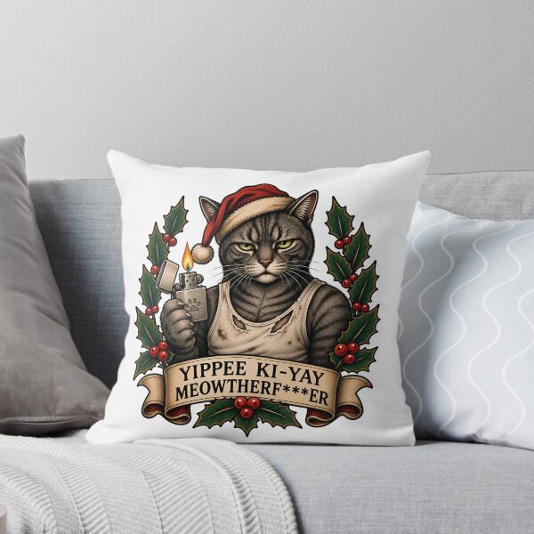 Item preview, Yippee Ki-Yay Funny Christmas Cat designed and sold by Old's Cool Cat Studio.