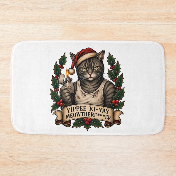 Item preview, Yippee Ki-Yay Funny Christmas Cat designed and sold by Old's Cool Cat Studio.