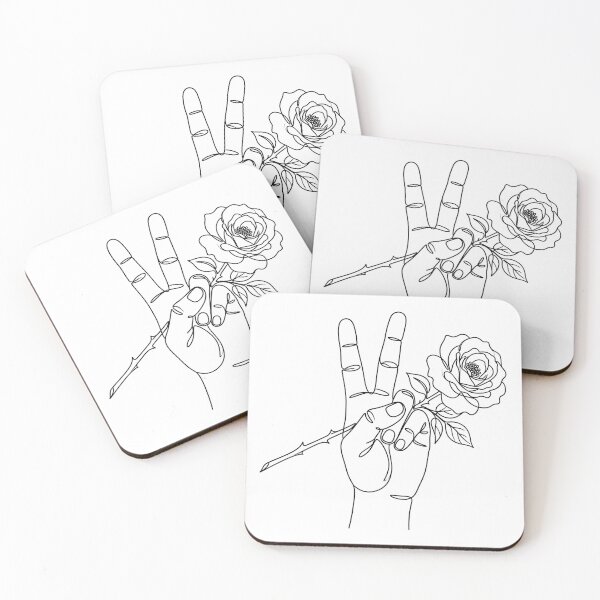 Item preview, Minimalist Peace Hand and Rose - One Line Art designed and sold by MissoStudio.