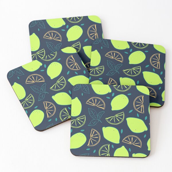 Item preview, Lime Slices Neon Green Citrus Fruit Pattern Dark Navy designed and sold by LYAN-STORE.