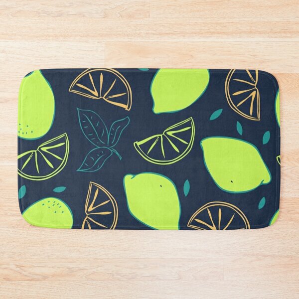 Item preview, Lime Slices Neon Green Citrus Fruit Pattern Dark Navy designed and sold by LYAN-STORE.