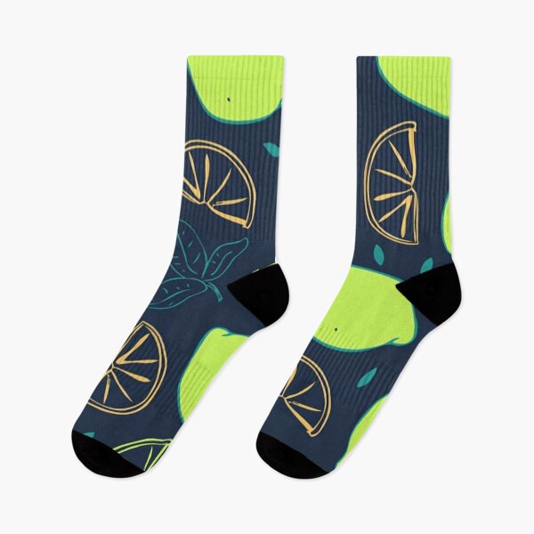 Item preview, Lime Slices Neon Green Citrus Fruit Pattern Dark Navy designed and sold by LYAN-STORE.