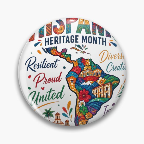 Item preview, National Hispanic Heritage Month – Resilient, Proud & United Cultural Map Art designed and sold by CKADigital.