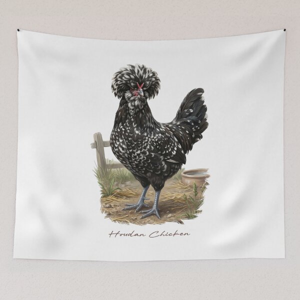Item preview, Houdan Chicken on Farmland Bird Illustration designed and sold by Takeda-art.