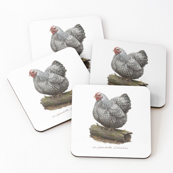 Item preview, Wyandotte Chicken on Mossy Wood Bird Illustration designed and sold by Takeda-art.