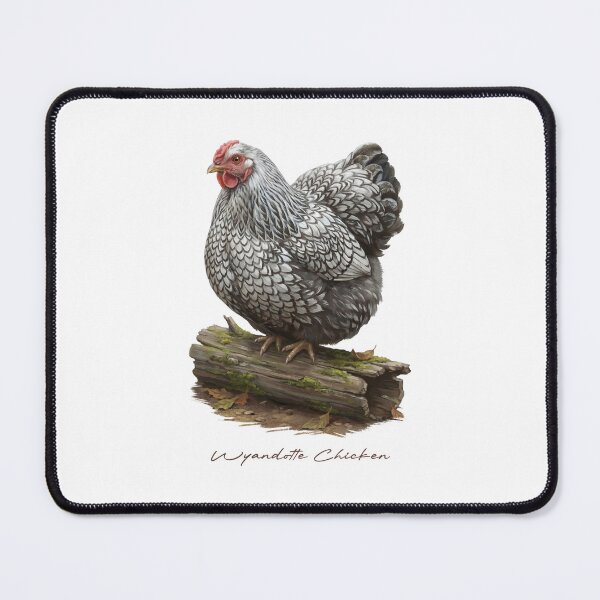 Item preview, Wyandotte Chicken on Mossy Wood Bird Illustration designed and sold by Takeda-art.