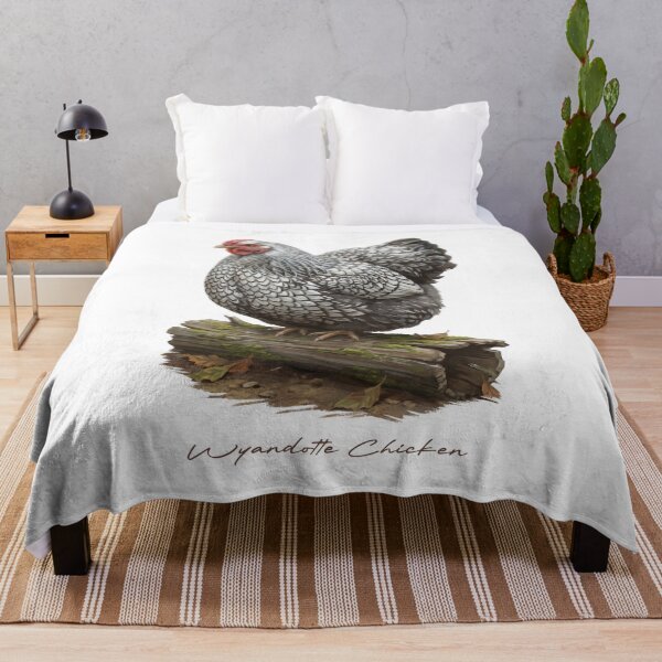 Item preview, Wyandotte Chicken on Mossy Wood Bird Illustration designed and sold by Takeda-art.