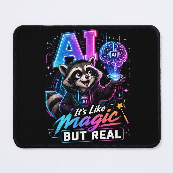 Item preview, AI It’s Like Magic But Real T-Shirt Cute Raccoon Tech Humor Graphic Tee designed and sold by Artimax-Studio.