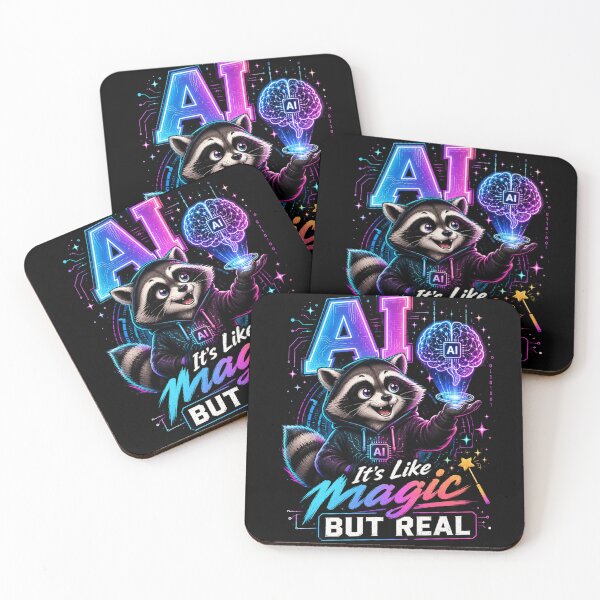 Item preview, AI It’s Like Magic But Real T-Shirt  Cute Raccoon Tech Humor Graphic Tee designed and sold by Artimax-Studio.