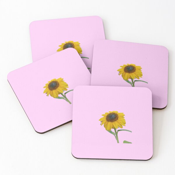 Item preview, Sunflower With Insects For Bringing You Shining Warmth Pink Background designed and sold by BOKEbyTC.