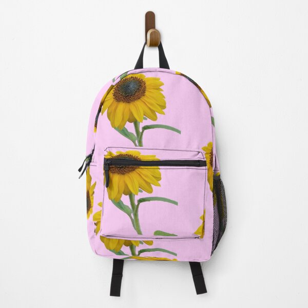 Item preview, Sunflower With Insects For Bringing You Shining Warmth Pink Background designed and sold by BOKEbyTC.
