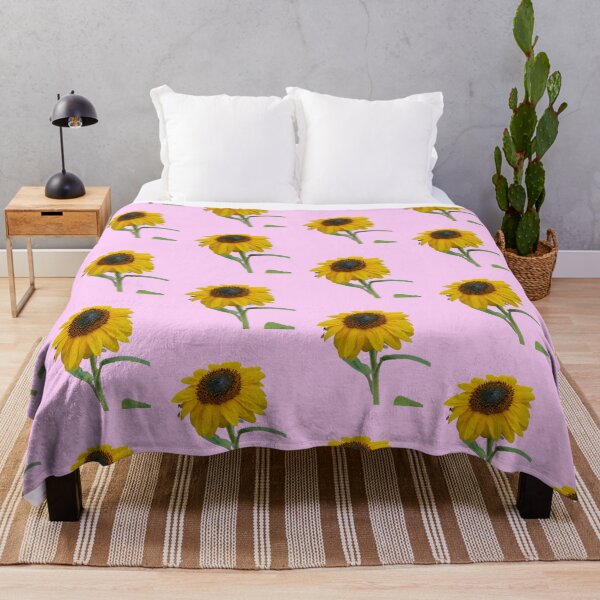 Item preview, Sunflower With Insects For Bringing You Shining Warmth Pink Background designed and sold by BOKEbyTC.