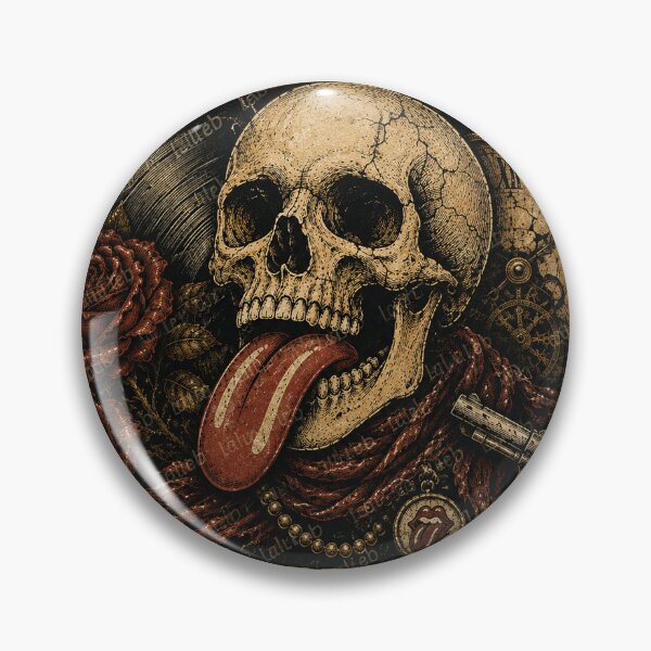 Item preview, Time Waits For No One – Vintage Rock ’N’ Roll Skull designed and sold by LuluLeb.