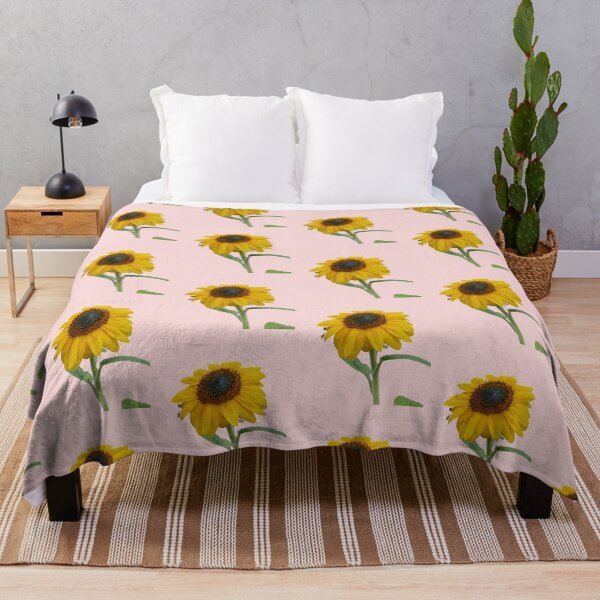 Item preview, Sunflower With Insects For Bringing You Shining Wamth Salmon Background designed and sold by BOKEbyTC.