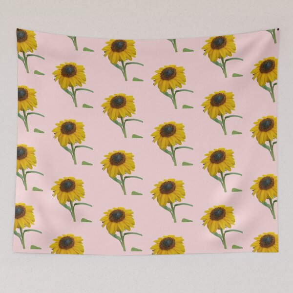 Item preview, Sunflower With Insects For Bringing You Shining Wamth Salmon Background designed and sold by BOKEbyTC.