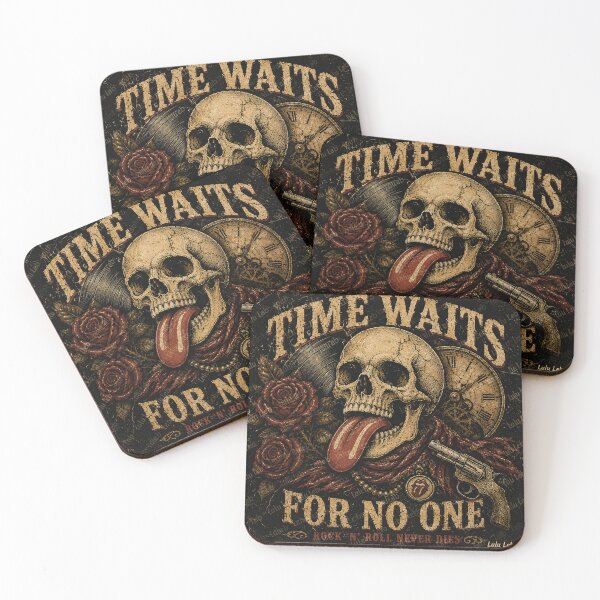 Item preview, Time Waits For No One – Vintage Rock ’N’ Roll Skull designed and sold by LuluLeb.