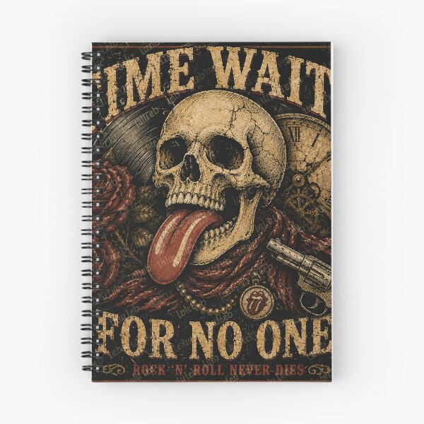 Item preview, Time Waits For No One – Vintage Rock ’N’ Roll Skull designed and sold by LuluLeb.