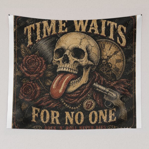 Item preview, Time Waits For No One – Vintage Rock ’N’ Roll Skull designed and sold by LuluLeb.