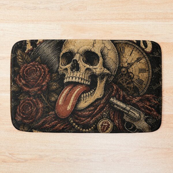 Item preview, Time Waits For No One – Vintage Rock ’N’ Roll Skull designed and sold by LuluLeb.
