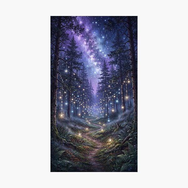 Item preview, Enchanted Forest Path Under Cosmic Milky Way Night Sky designed and sold by MARQUES DESIGN ART .