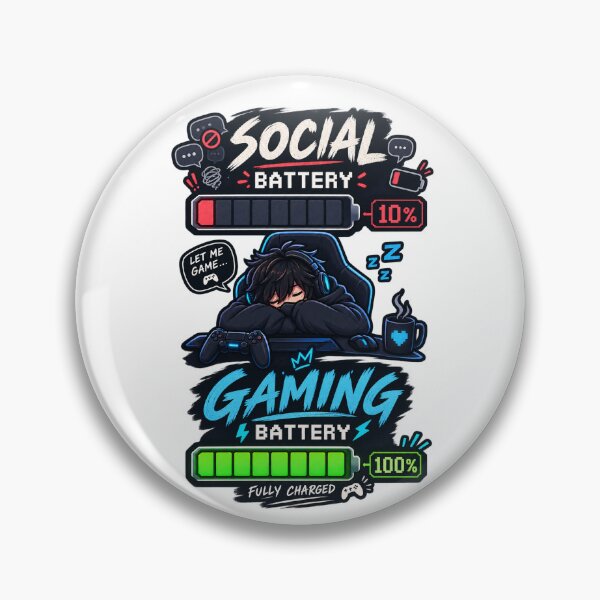 Item preview, Social Battery vs Gaming Battery designed and sold by Render & Ink.