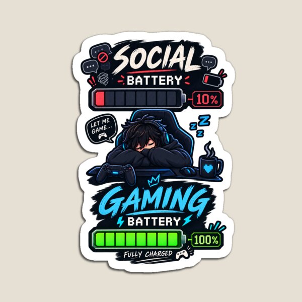 Item preview, Social Battery vs Gaming Battery designed and sold by Render & Ink.