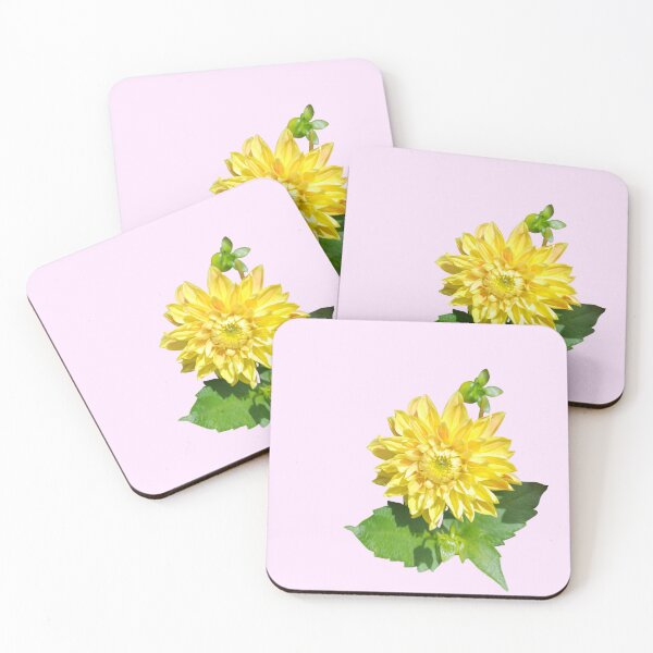 Item preview, Dahlia Gelber Vulcan Yellow For Bringing Positive Vibes and Strength To Oneself and The World Baby Pink Background designed and sold by BOKEbyTC.