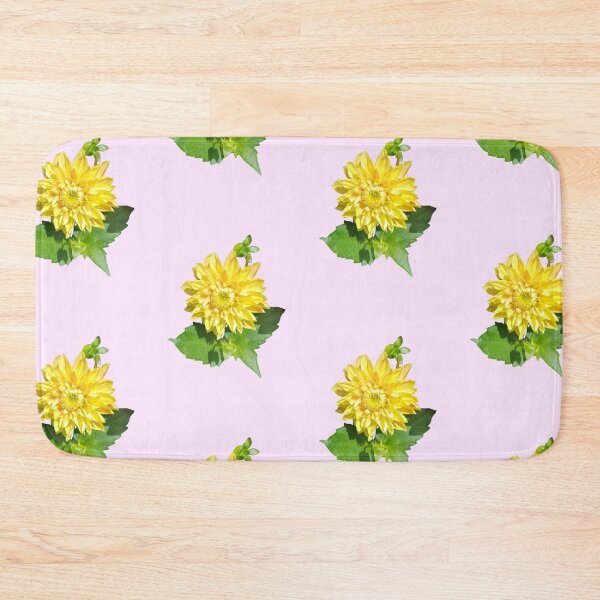 Item preview, Dahlia Gelber Vulcan Yellow For Bringing Positive Vibes and Strength To Oneself and The World Baby Pink Background designed and sold by BOKEbyTC.