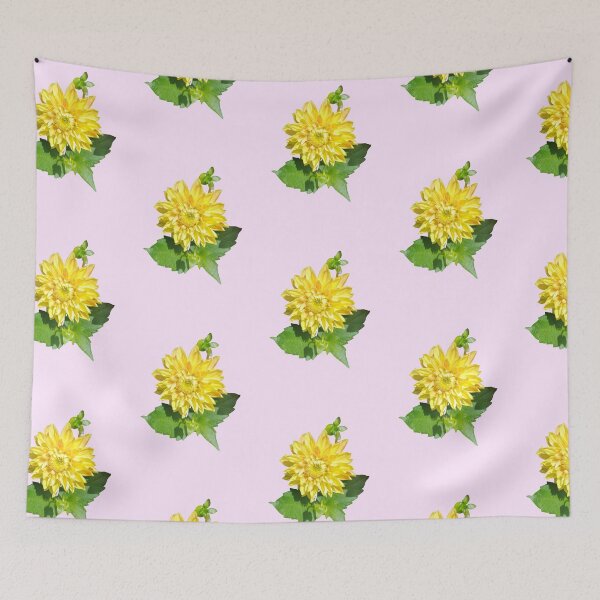 Item preview, Dahlia Gelber Vulcan Yellow For Bringing Positive Vibes and Strength To Oneself and The World Baby Pink Background designed and sold by BOKEbyTC.