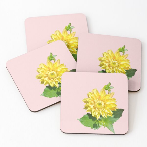 Item preview, Dahlia Gelber Vulcan Yellow For Bringing Positive Vibes and Strength To Oneself and The World Salmon Background designed and sold by BOKEbyTC.