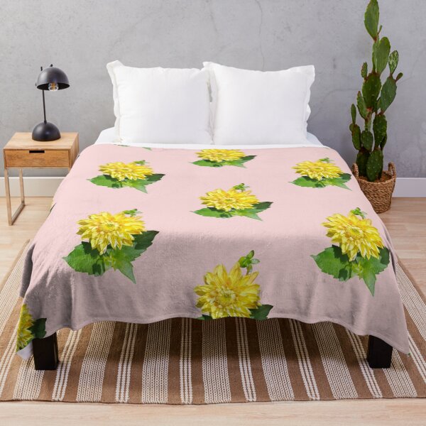 Item preview, Dahlia Gelber Vulcan Yellow For Bringing Positive Vibes and Strength To Oneself and The World Salmon Background designed and sold by BOKEbyTC.