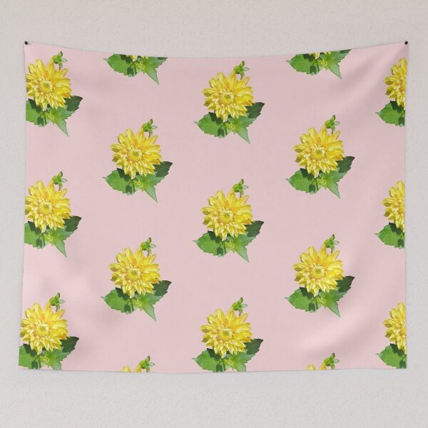 Item preview, Dahlia Gelber Vulcan Yellow For Bringing Positive Vibes and Strength To Oneself and The World Salmon Background designed and sold by BOKEbyTC.
